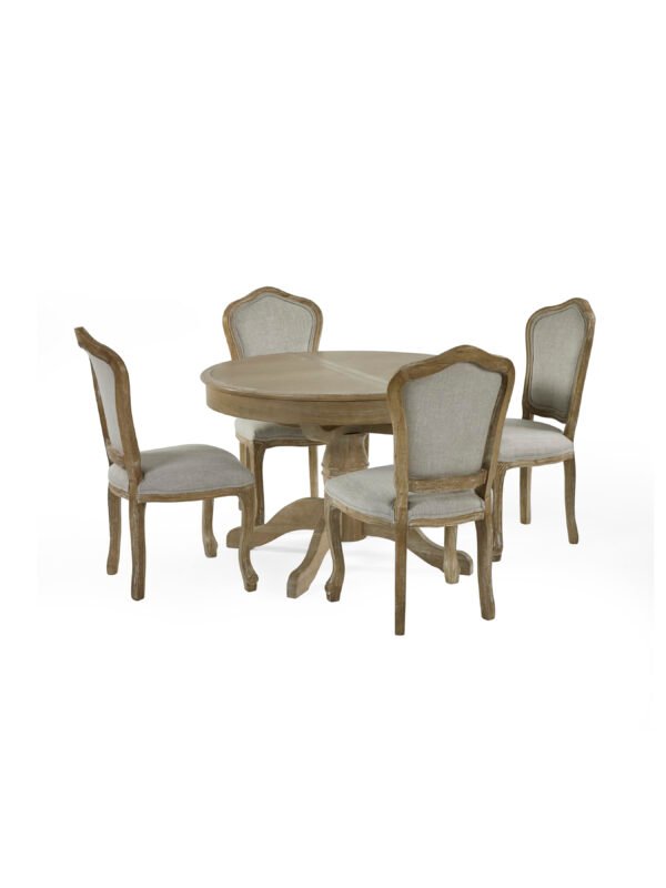 Camille French Style 110–145cm Round to Oval Extending Pedestal Dining Table - Limed Oak - Image 17