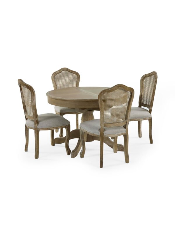 Camille French Style 110–145cm Round to Oval Extending Pedestal Dining Table - Limed Oak - Image 18