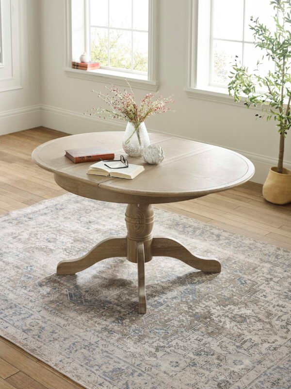 Camille French Style 110–145cm Round to Oval Extending Pedestal Dining Table - Limed Oak - Image 2