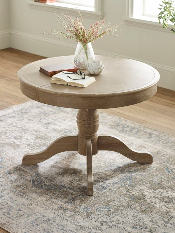 Camille French Style 110–145cm Round to Oval Extending Pedestal Dining Table - Limed Oak - Image 3