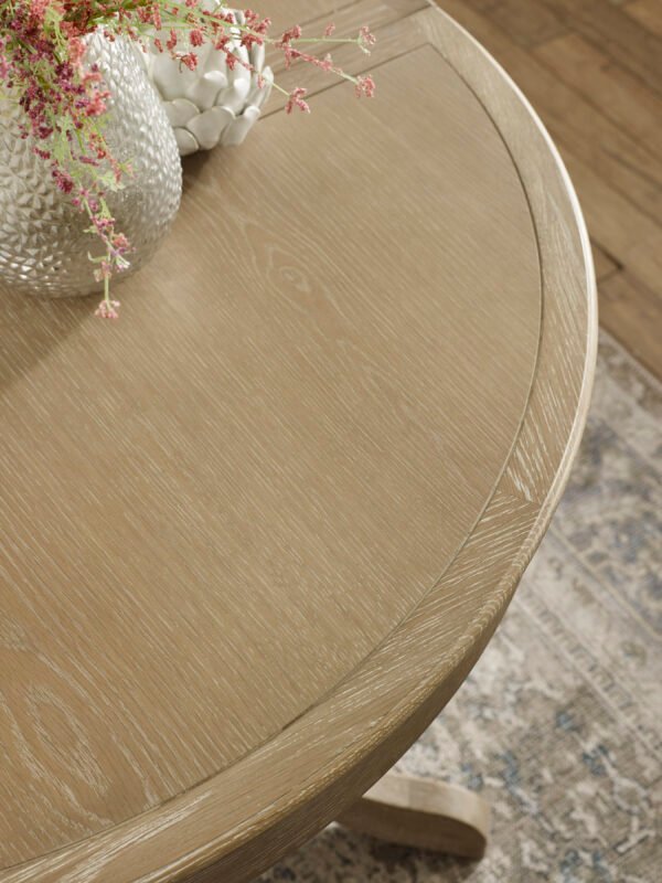 Camille French Style 110–145cm Round to Oval Extending Pedestal Dining Table - Limed Oak - Image 6
