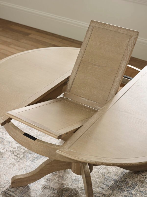 Camille French Style 110–145cm Round to Oval Extending Pedestal Dining Table - Limed Oak - Image 9