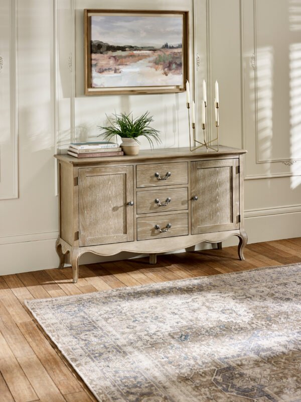 Camille French Style 2 Door 3 Drawer Sideboard – Limed Oak
