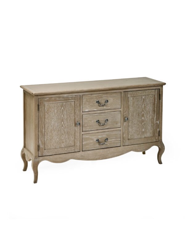 Camille French Style 2 Door 3 Drawer Sideboard - Limed Oak - Image 3