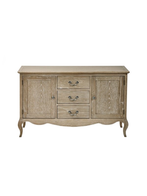 Camille French Style 2 Door 3 Drawer Sideboard - Limed Oak - Image 4