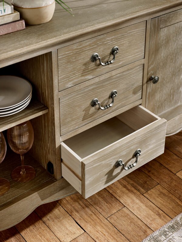 Camille French Style 2 Door 3 Drawer Sideboard - Limed Oak - Image 5