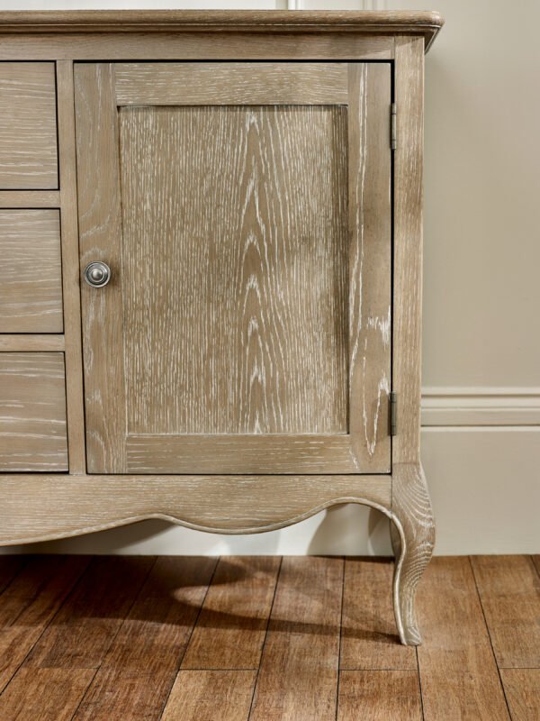 Camille French Style 2 Door 3 Drawer Sideboard - Limed Oak - Image 6