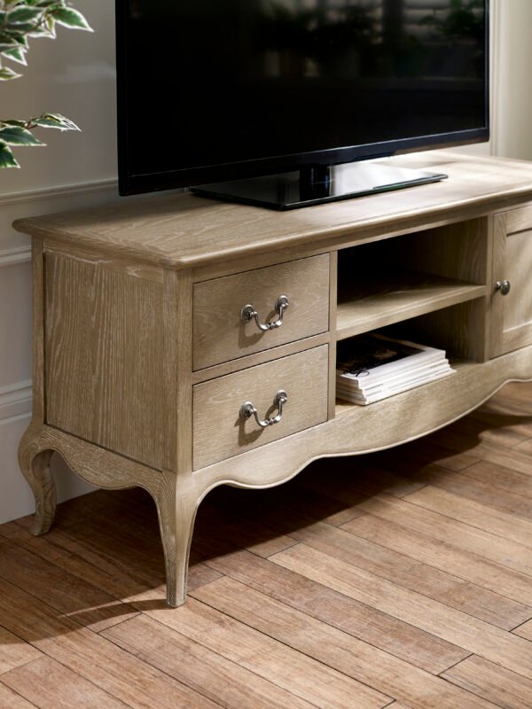 Camille French Style TV Unit up to 62 Inch - Limed Oak - Image 5