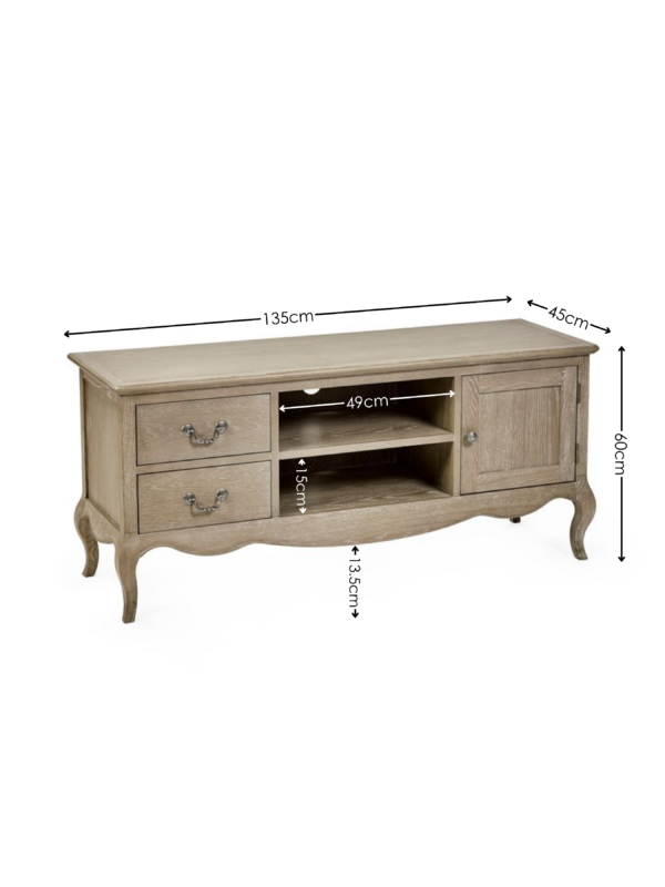 Camille French Style TV Unit up to 62 Inch - Limed Oak - Image 8