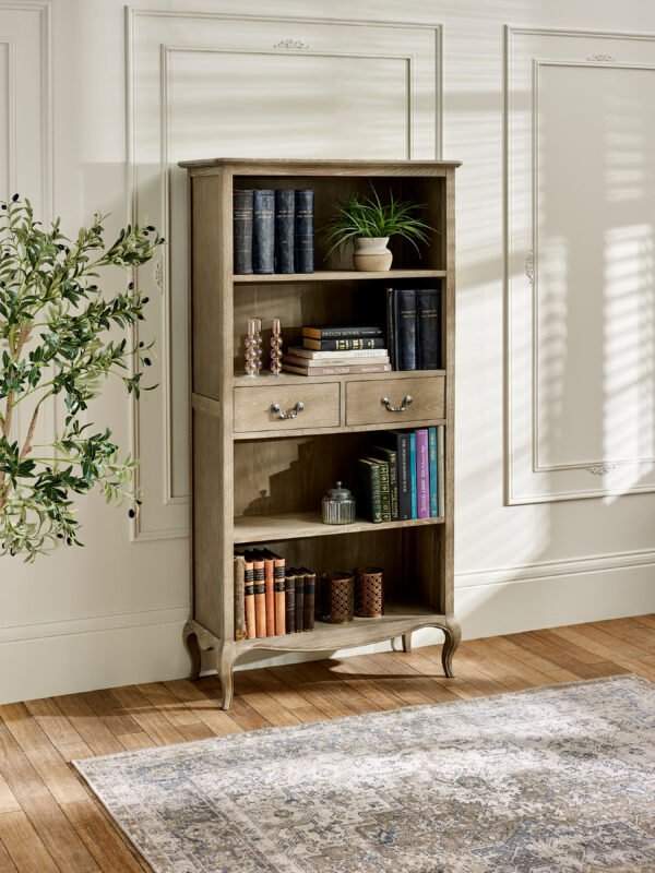Camille French Style 2 Drawer Bookcase – Limed Oak