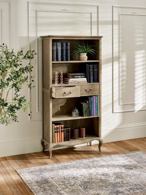 Camille French Style 2 Drawer Bookcase - Limed Oak - Image 2