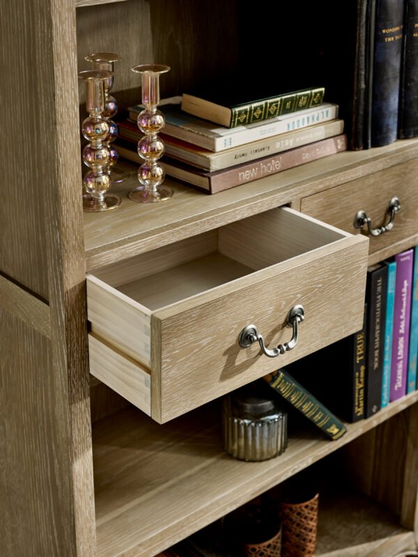 Camille French Style 2 Drawer Bookcase - Limed Oak - Image 5