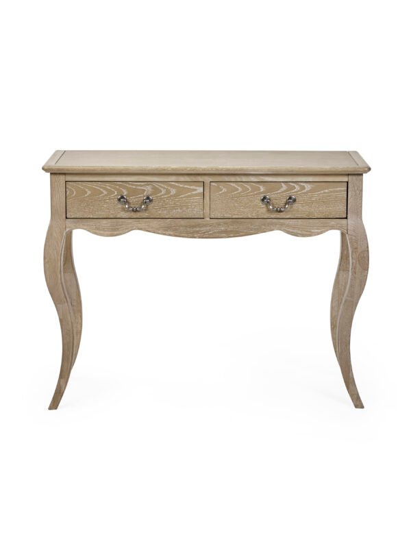 Camille French Style 2 Drawer Console Table - Limed Oak - Image 4