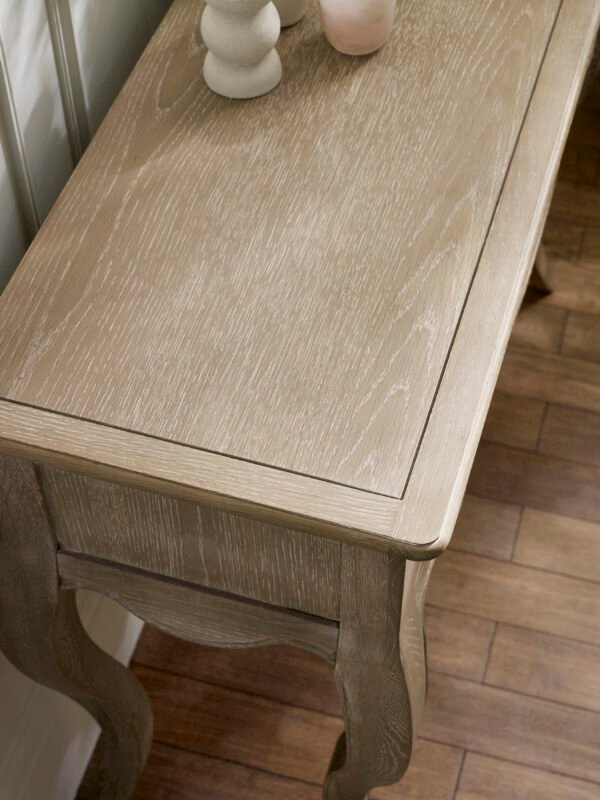 Camille French Style 2 Drawer Console Table - Limed Oak - Image 7