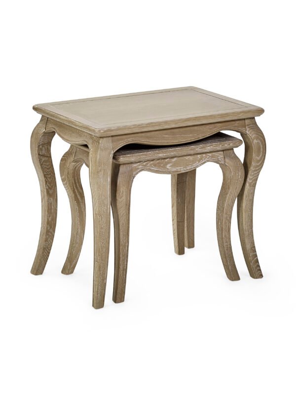 Camille French Style Nest of 2 Tables - Limed Oak - Image 3