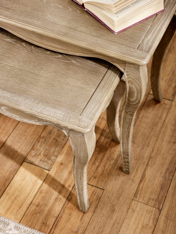 Camille French Style Nest of 2 Tables - Limed Oak - Image 4