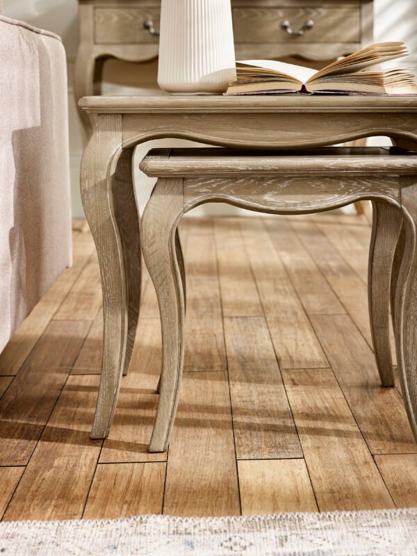 Camille French Style Nest of 2 Tables - Limed Oak - Image 5