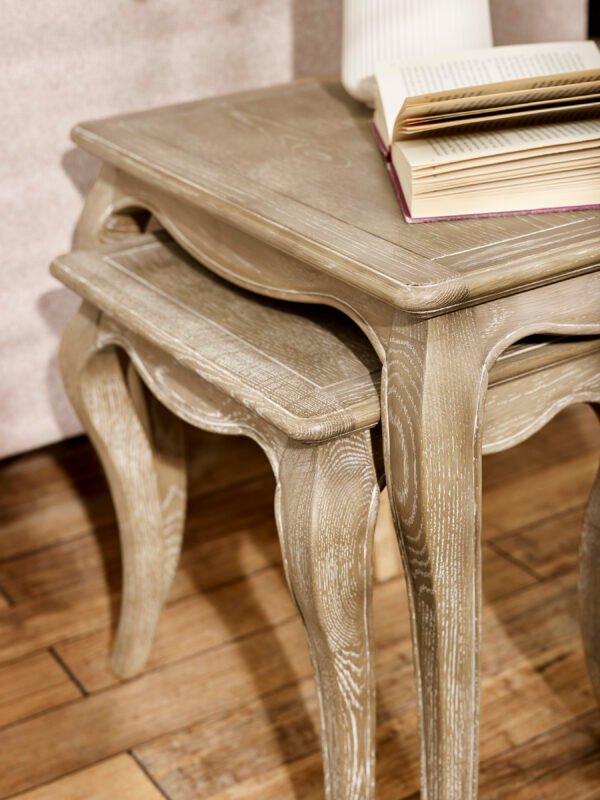 Camille French Style Nest of 2 Tables - Limed Oak - Image 6
