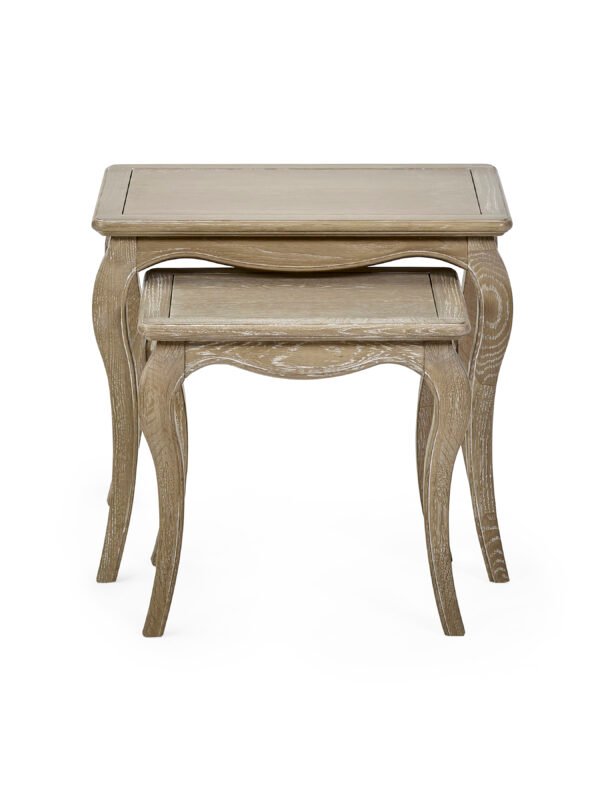 Camille French Style Nest of 2 Tables - Limed Oak - Image 8