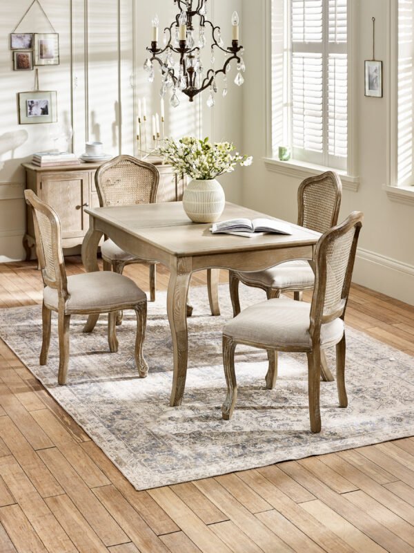 Camille French Style 6 Seater Extending Dining Table - Limed Oak - Image 10