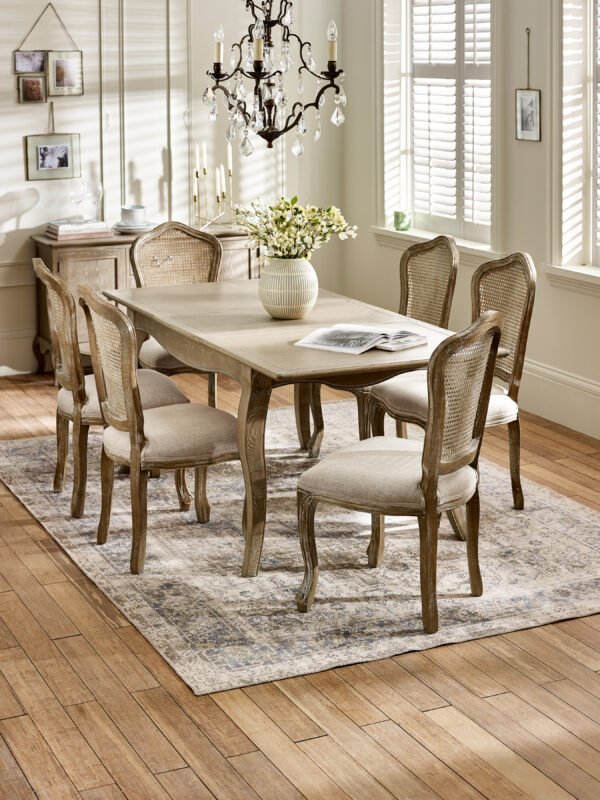 Camille French Style 6 Seater Extending Dining Table - Limed Oak - Image 12