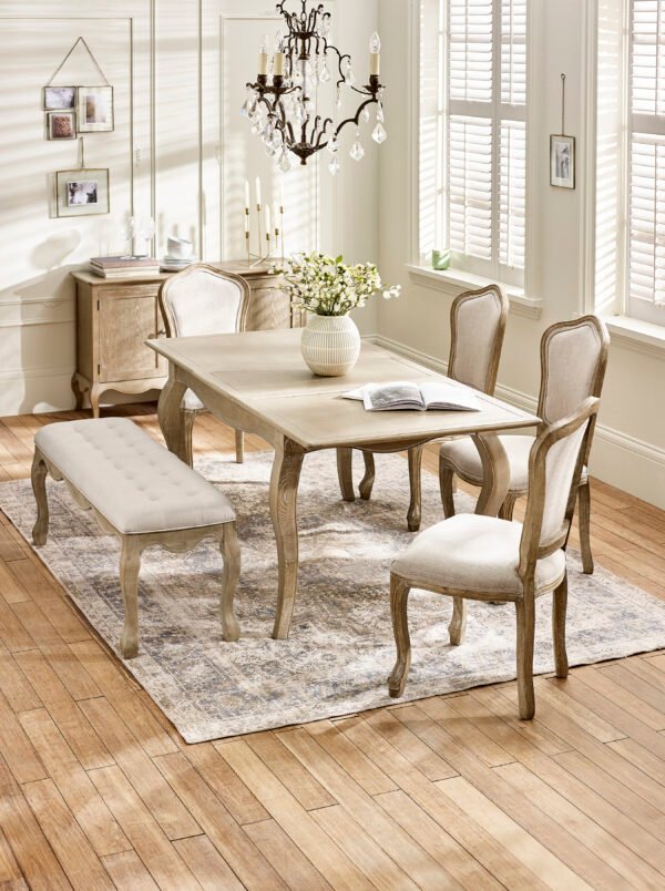 Camille French Style 6 Seater Extending Dining Table - Limed Oak - Image 13