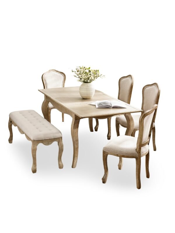 Camille French Style 6 Seater Extending Dining Table - Limed Oak - Image 18