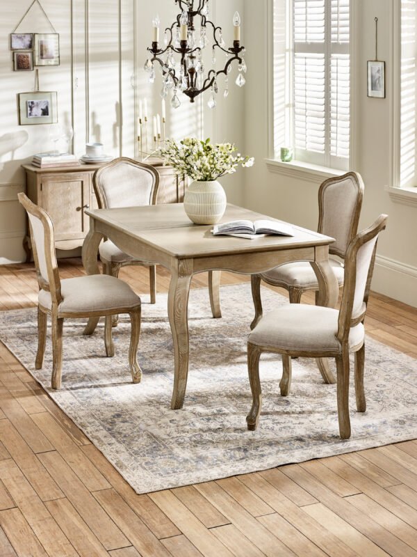 Camille French Style 6 Seater Extending Dining Table - Limed Oak - Image 9