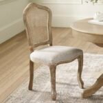 Camille French Style Rattan Back Dining Chairs (Set of 2) – Limed Oak/Oatmeal Linen