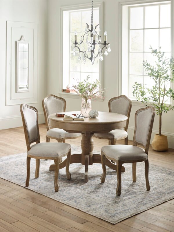 Camille French Style Rattan Back Dining Chairs (Set of 2) - Limed Oak/Oatmeal Linen - Image 12