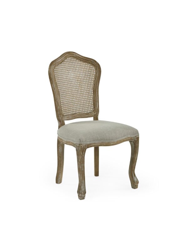 Camille French Style Rattan Back Dining Chairs (Set of 2) - Limed Oak/Oatmeal Linen - Image 4