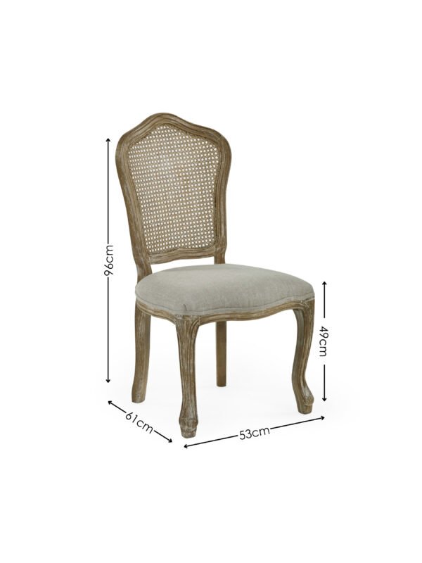Camille French Style Rattan Back Dining Chairs (Set of 2) - Limed Oak/Oatmeal Linen - Image 9