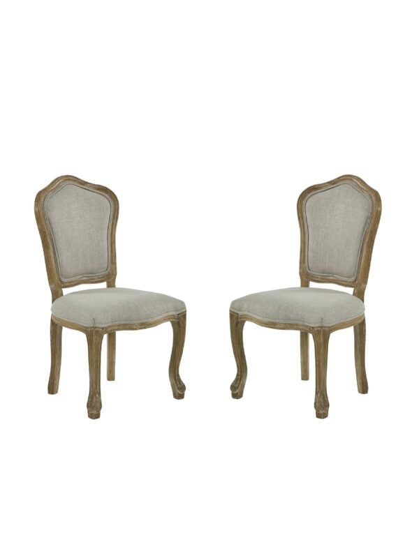 Camille French Style Upholstered Dining Chairs (Set of 2) - Limed Oak/Oatmeal Linen - Image 3