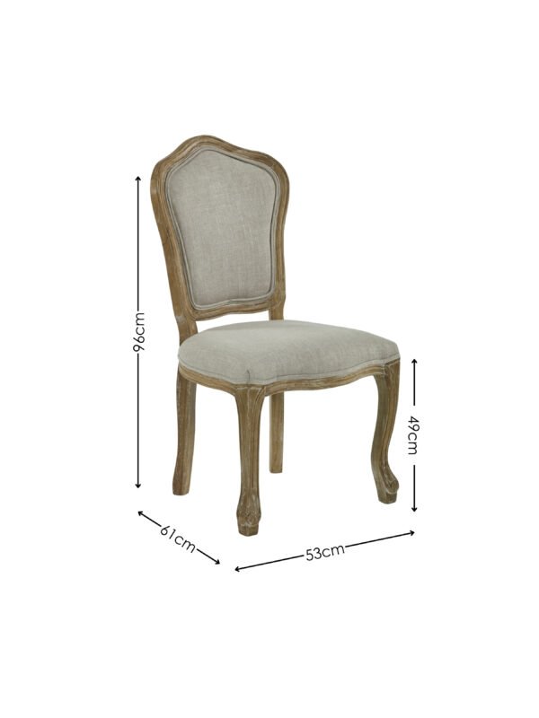 Camille French Style Upholstered Dining Chairs (Set of 2) - Limed Oak/Oatmeal Linen - Image 9
