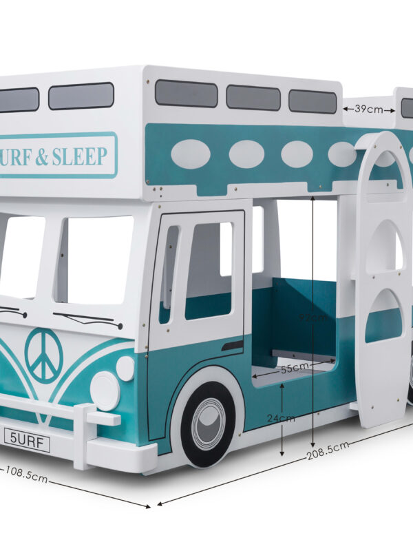 Campervan 90cm Single Green/White Bunk Bed - Image 10