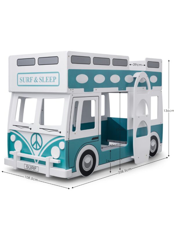 Campervan 90cm Single Green/White Bunk Bed - Image 5