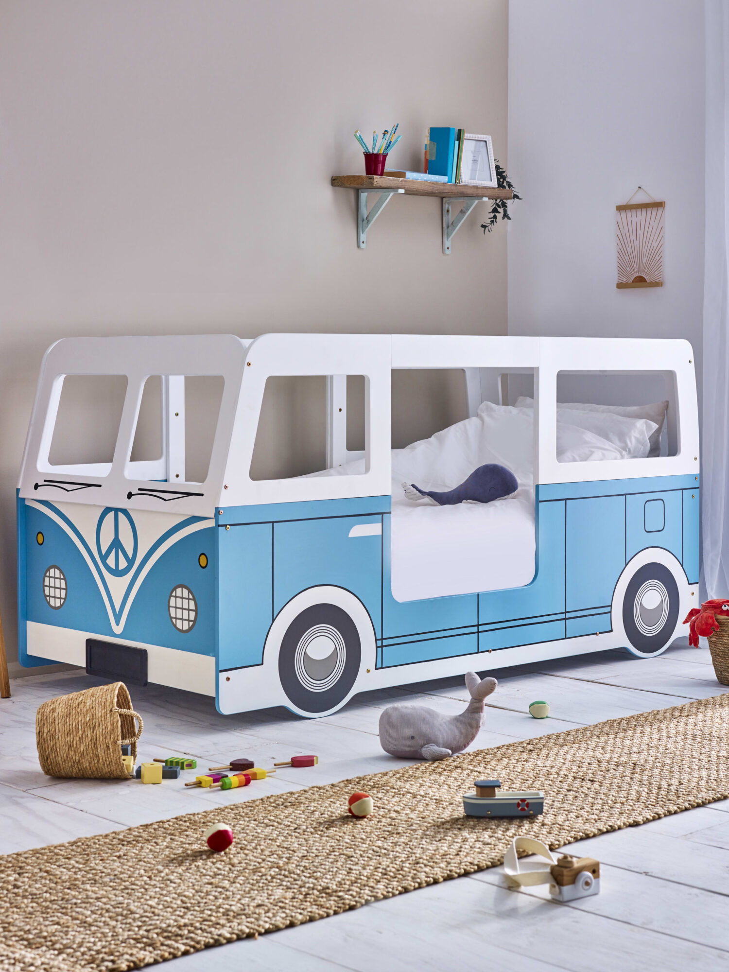 CAM702_1 Campervan 90cm Single Blue and White Bed - Image 1