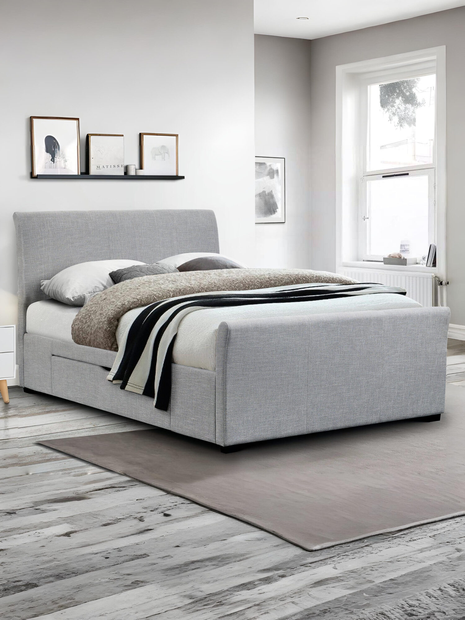 CAP001_1-4 Capri Upholstered 2 Drawer Storage Bed - Image 1