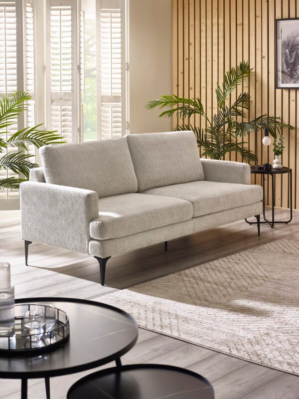 Carrera Oyster Cream Chenille 3 Seater Sofa