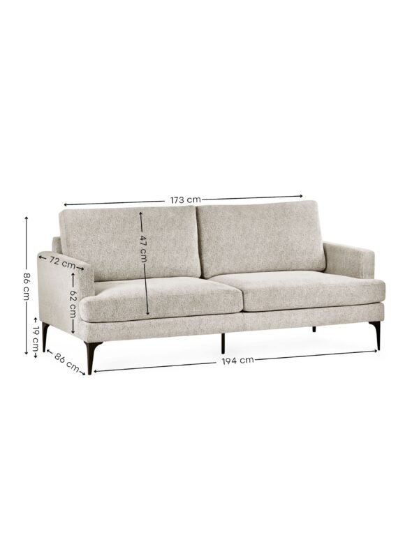 Carrera Oyster Cream Chenille 3 Seater Sofa - Image 8