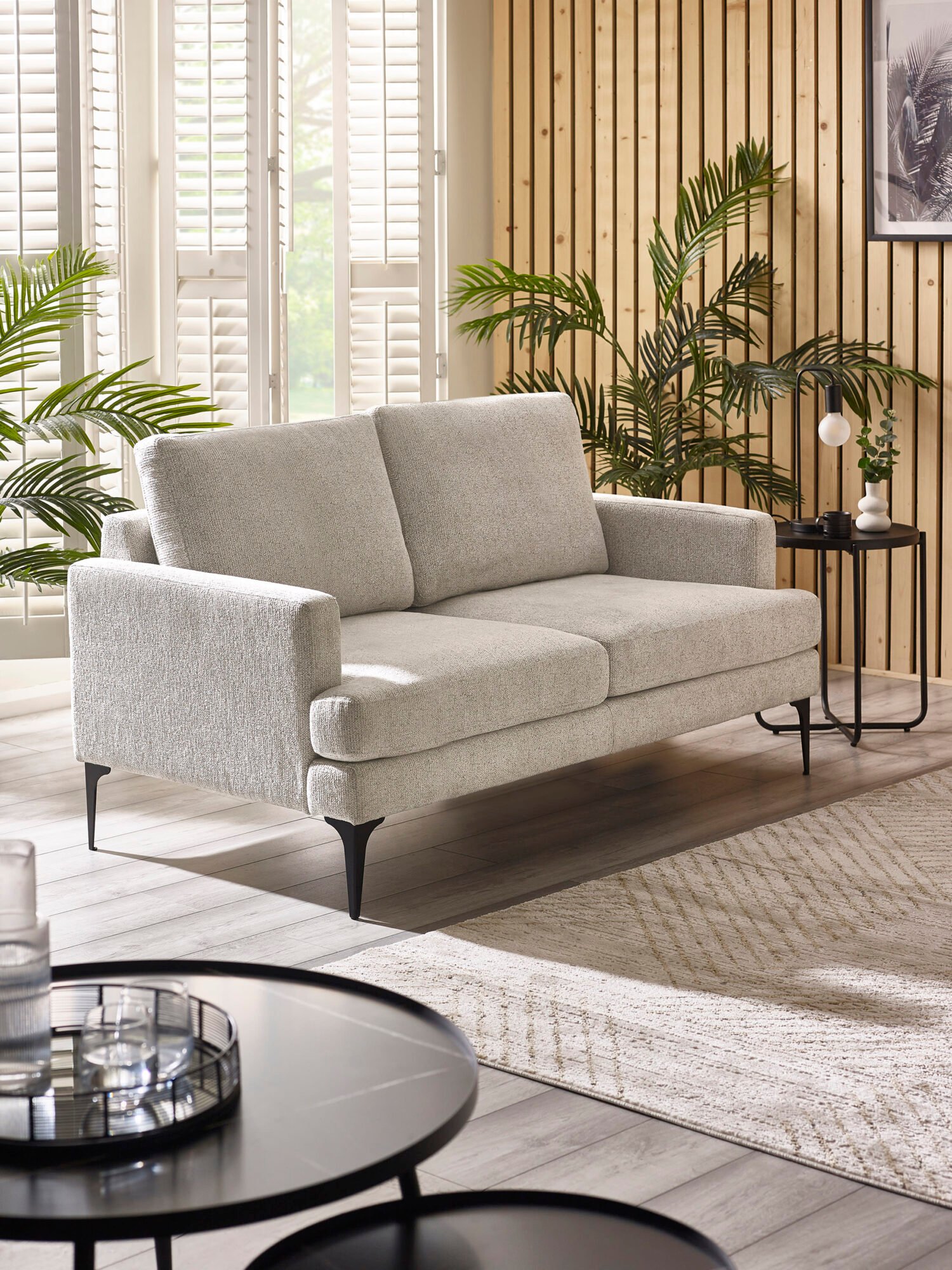 CAR002_1 Carrera Oyster Cream Chenille 2 Seater Sofa