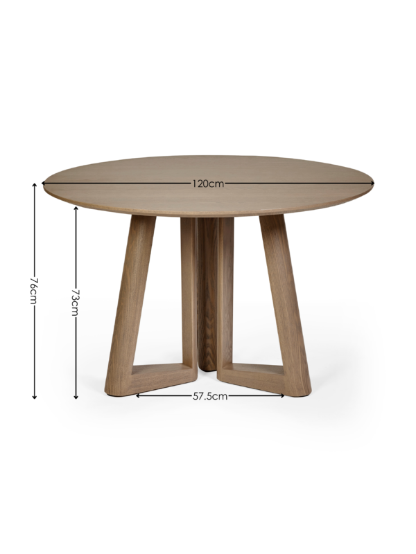 Caravelle Round 4 Seater Dining Table - Smokey Oak Effect - Image 7