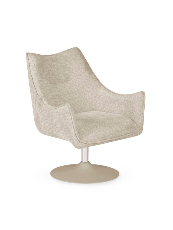 Caspian Upholstered Swivel Lounge Chair - Ivory Chenille - Image 2