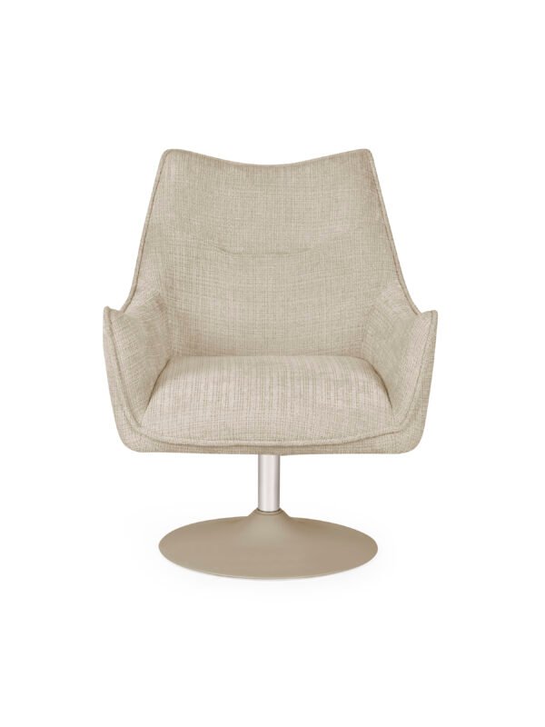 Caspian Upholstered Swivel Lounge Chair - Ivory Chenille - Image 3