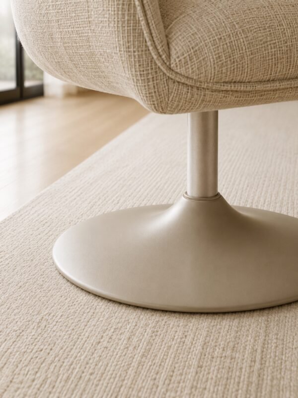 Caspian Upholstered Swivel Lounge Chair - Ivory Chenille - Image 5
