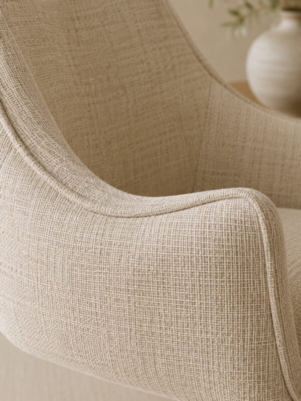 Caspian Upholstered Swivel Lounge Chair - Ivory Chenille - Image 6