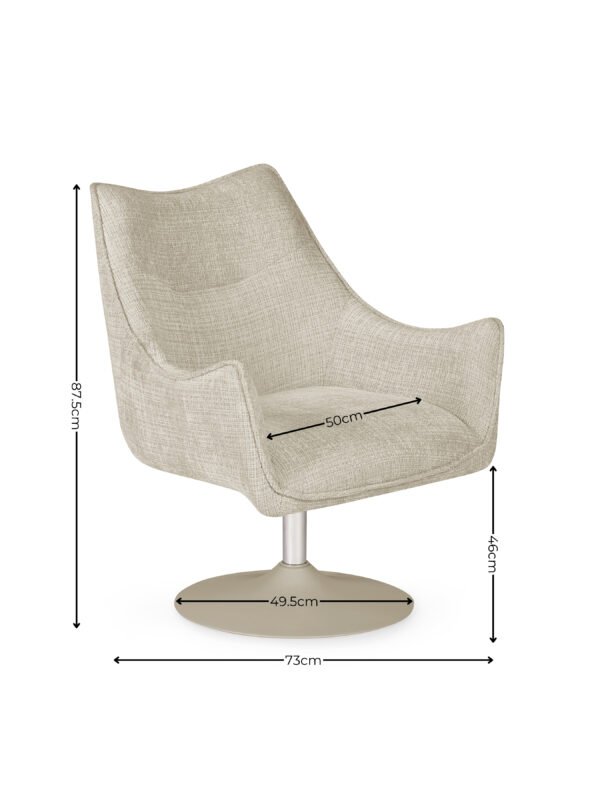 Caspian Upholstered Swivel Lounge Chair - Ivory Chenille - Image 7