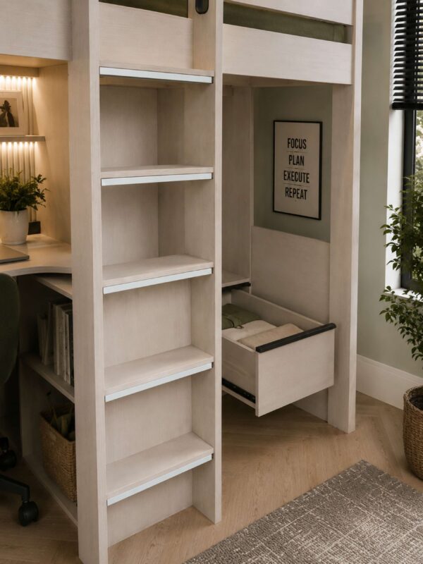 Celeste Highsleeper with Desk - Nordic Wood Effect - Image 10