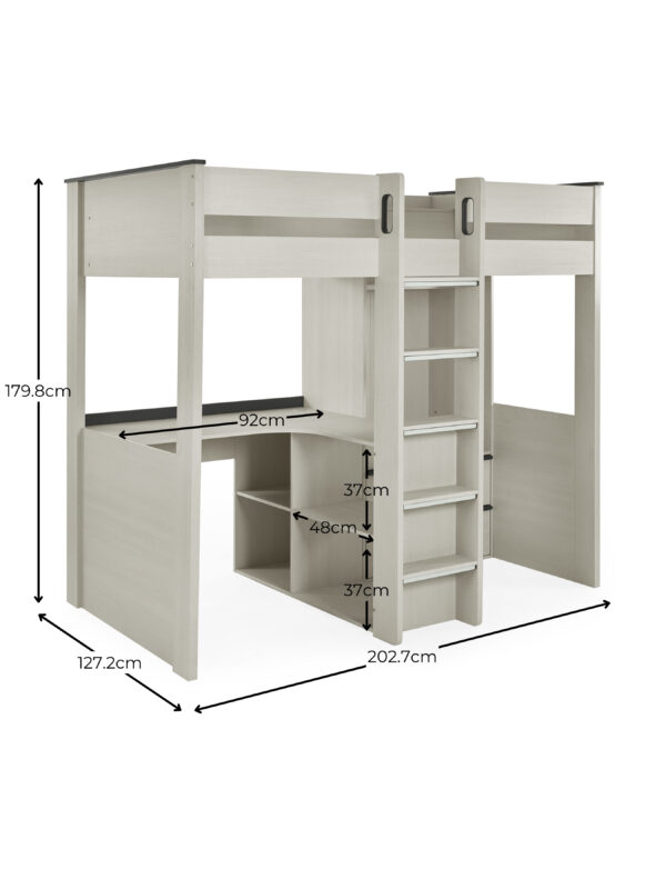 Celeste Highsleeper with Desk - Nordic Wood Effect - Image 13
