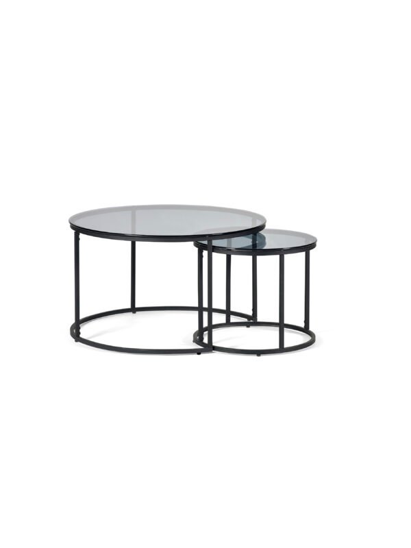 Chicago Round Nesting Coffee Tables Smoked Glass - Image 2